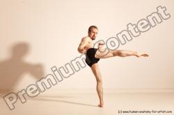 Underwear Martial art Man White Moving poses Slim Short Blond Dynamic poses Academic